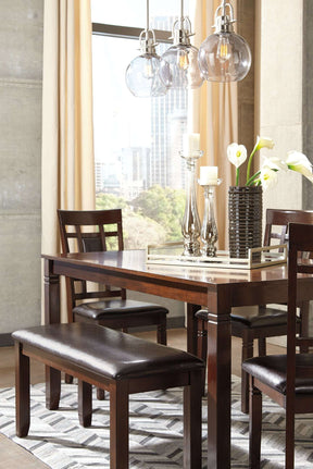 Bennox Dining Table and Chairs with Bench (Set of 6) - Half Price Furniture