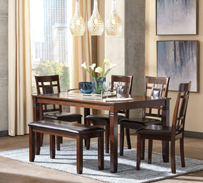 Bennox Dining Table and Chairs with Bench (Set of 6) - Half Price Furniture