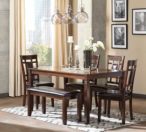 Bennox Dining Table and Chairs with Bench (Set of 6) - Dining Table - Half Price Furniture