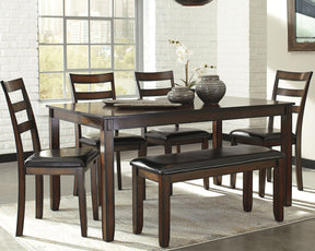 Coviar Dining Table and Chairs with Bench (Set of 6) - Half Price Furniture