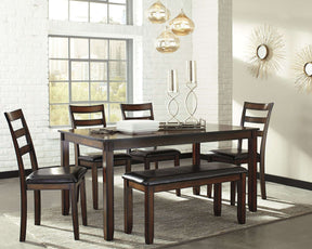 Coviar Dining Table and Chairs with Bench (Set of 6) - Dining Table - Half Price Furniture