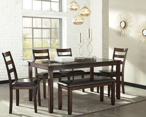 Coviar Dining Table and Chairs with Bench (Set of 6) - Half Price Furniture