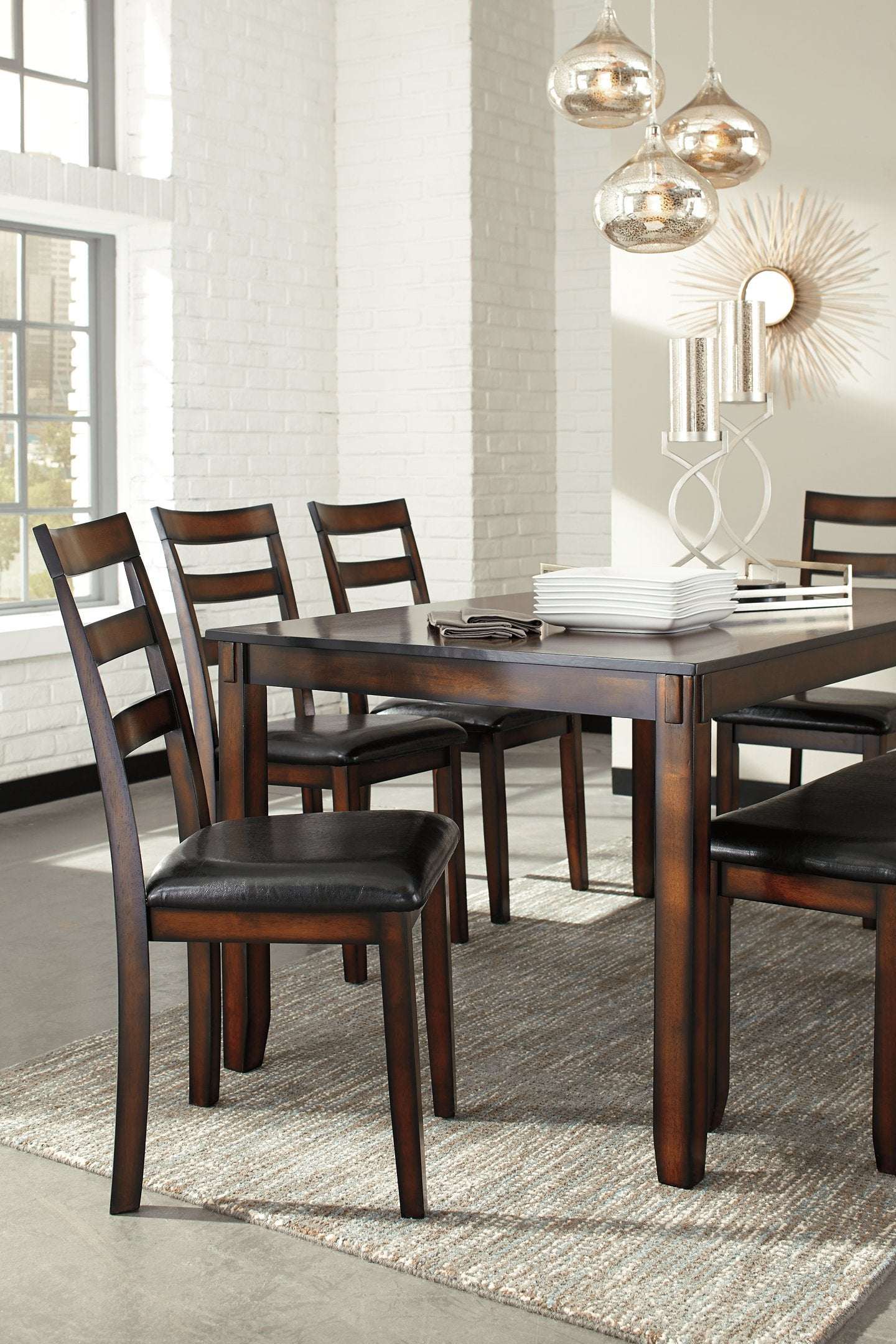 Coviar Dining Table and Chairs with Bench (Set of 6) - Dining Table - Half Price Furniture