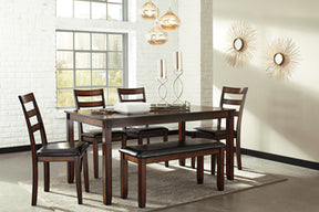 Coviar Dining Table and Chairs with Bench (Set of 6) - Half Price Furniture