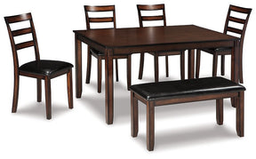 Coviar Dining Table and Chairs with Bench (Set of 6) - Half Price Furniture