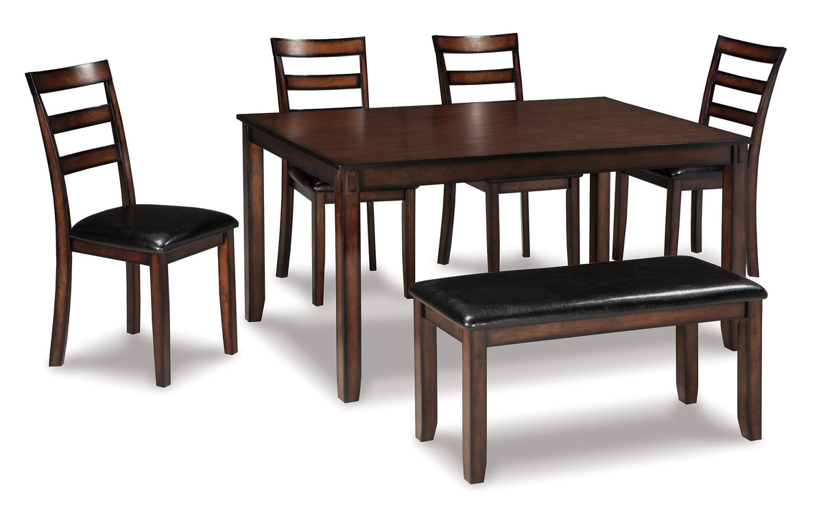 Coviar Dining Table and Chairs with Bench (Set of 6)  Las Vegas Furniture Stores