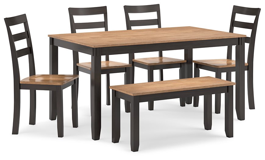 Gesthaven Dining Table with 4 Chairs and Bench (Set of 6)  Las Vegas Furniture Stores