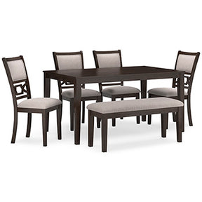 Langwest Dining Table and 4 Chairs and Bench (Set of 6) - Half Price Furniture