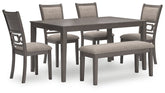Wrenning Dining Table and 4 Chairs and Bench (Set of 6) Half Price Furniture