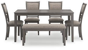 Wrenning Dining Table and 4 Chairs and Bench (Set of 6) - Half Price Furniture