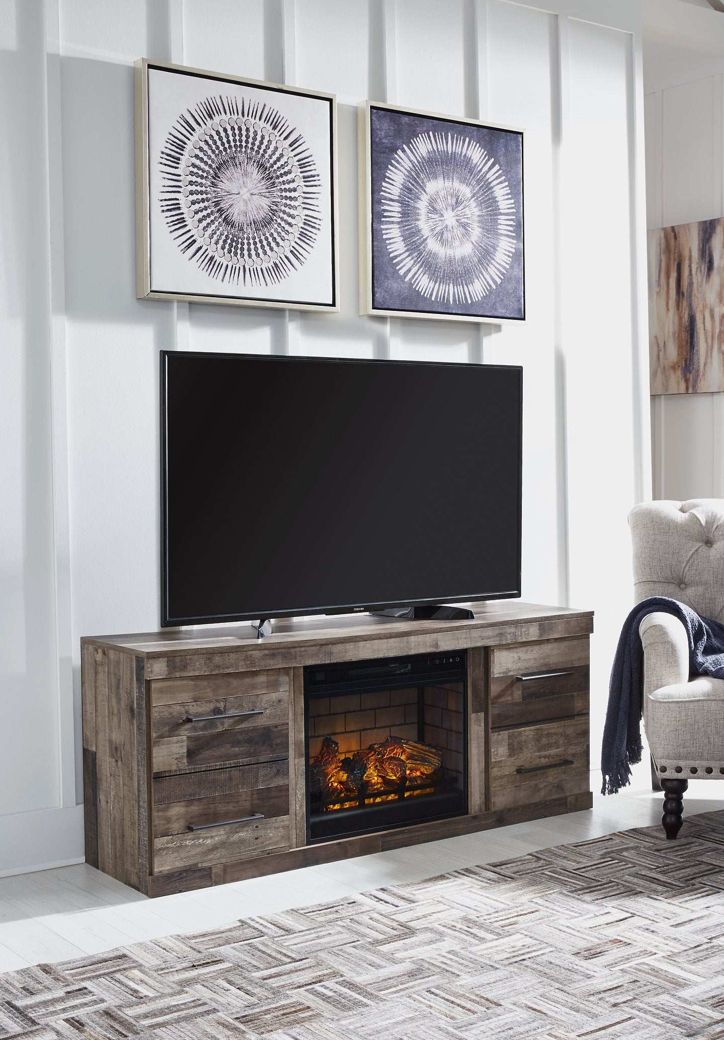 Derekson TV Stand with Electric Fireplace - TV Stand - Half Price Furniture