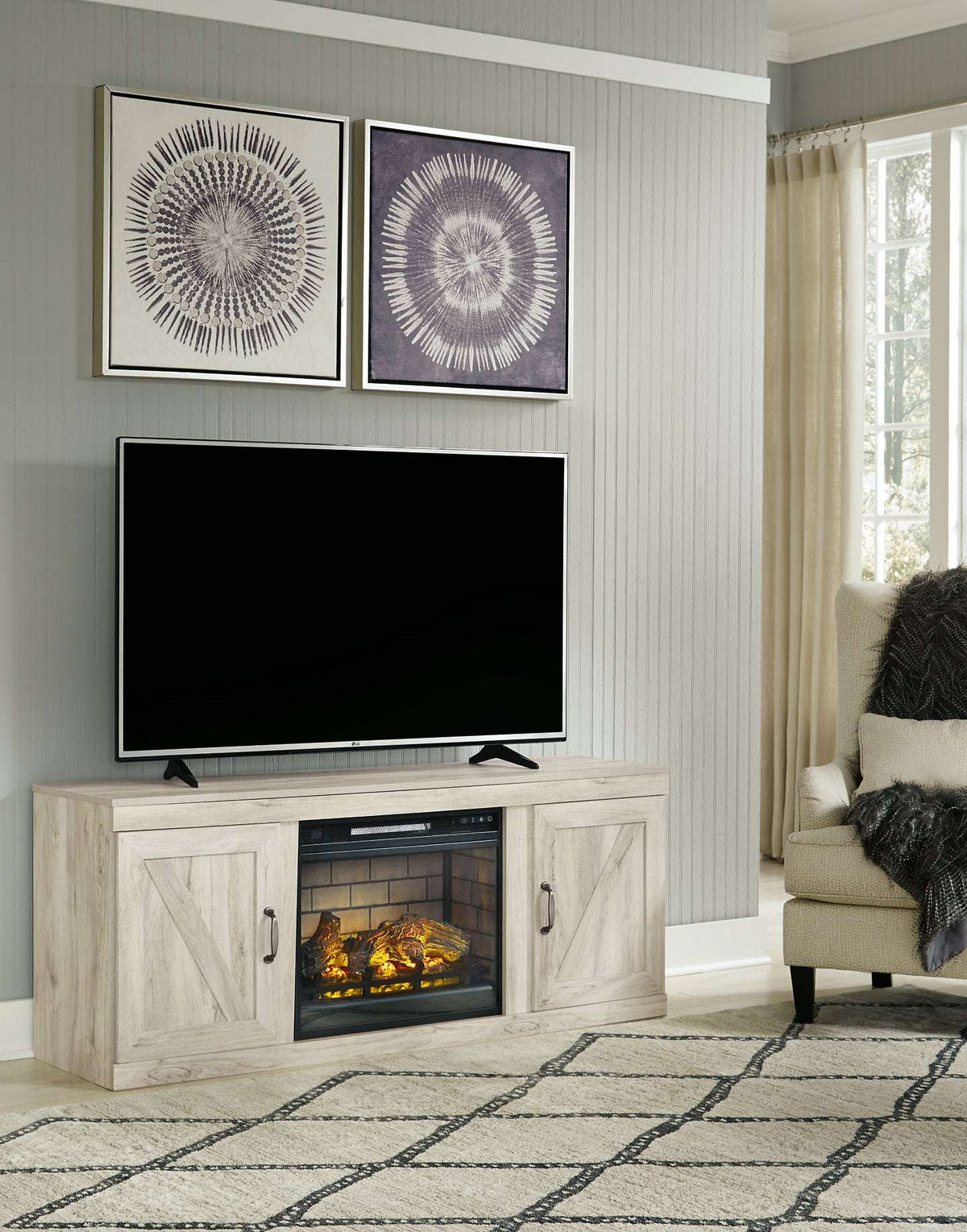 Bellaby TV Stand with Electric Fireplace - TV Stand - Half Price Furniture