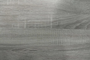 Close-up of light grey wood grain tabletop finish