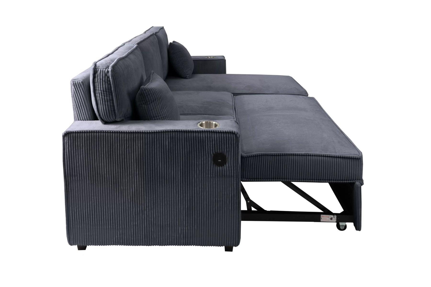 Dark Gray corduroy convertible sectional with reversible storage chaise, view 6