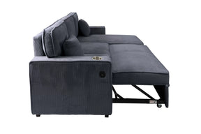Dark Gray corduroy convertible sectional with reversible storage chaise, view 6