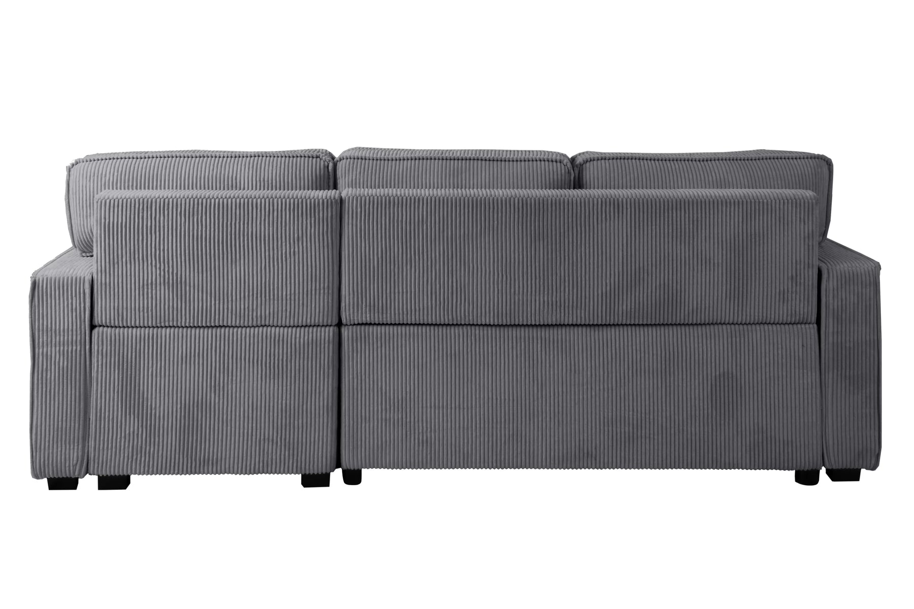 Dark Gray corduroy convertible sectional with reversible storage chaise, view 8