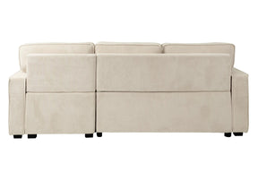 Beige corduroy convertible sectional with reversible storage chaise, view 6