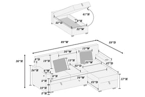 Black corduroy convertible sectional with reversible storage chaise, view 12