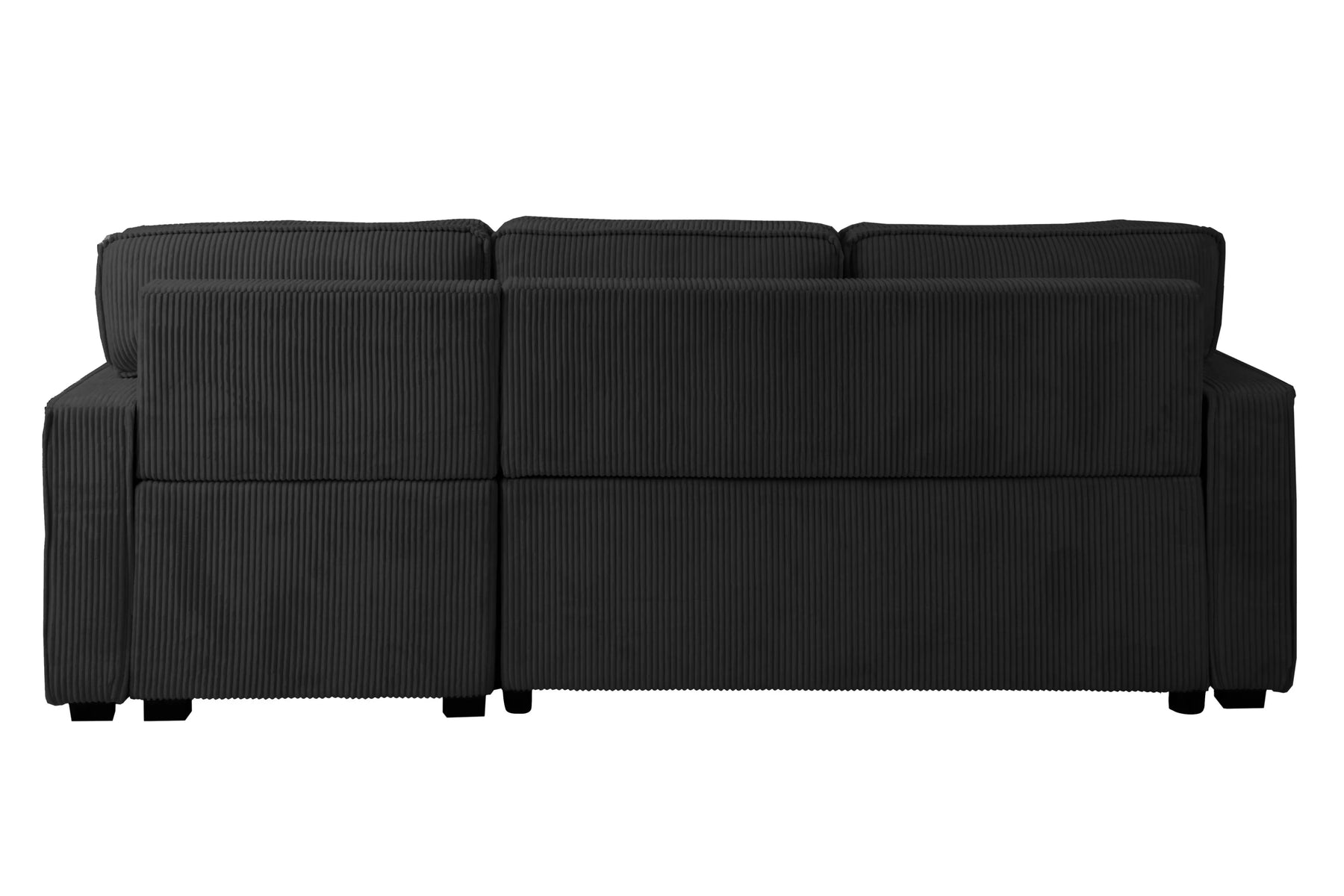Black corduroy convertible sectional with reversible storage chaise, view 5