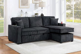 Black corduroy convertible sectional with reversible storage chaise