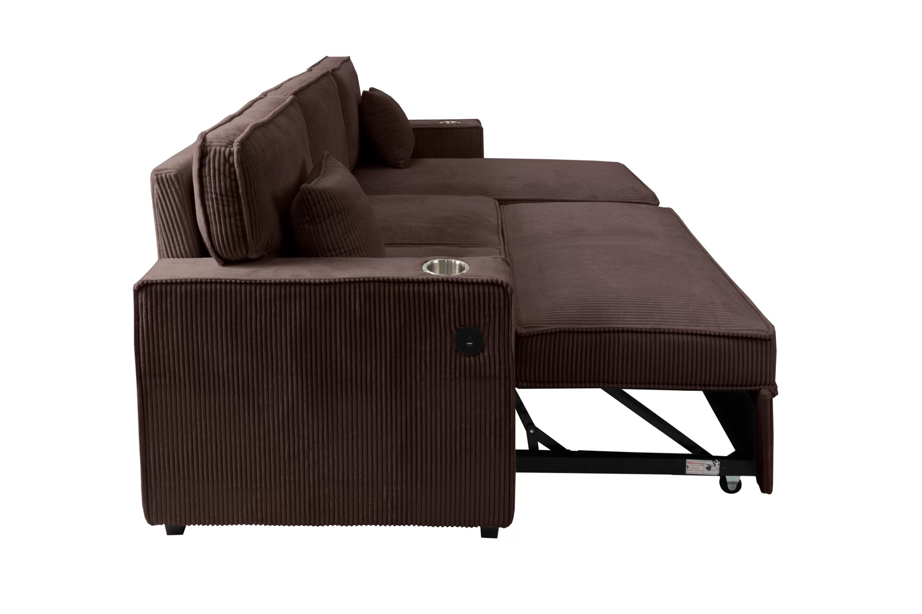 Chocolate corduroy convertible sectional with reversible storage chaise, view 6