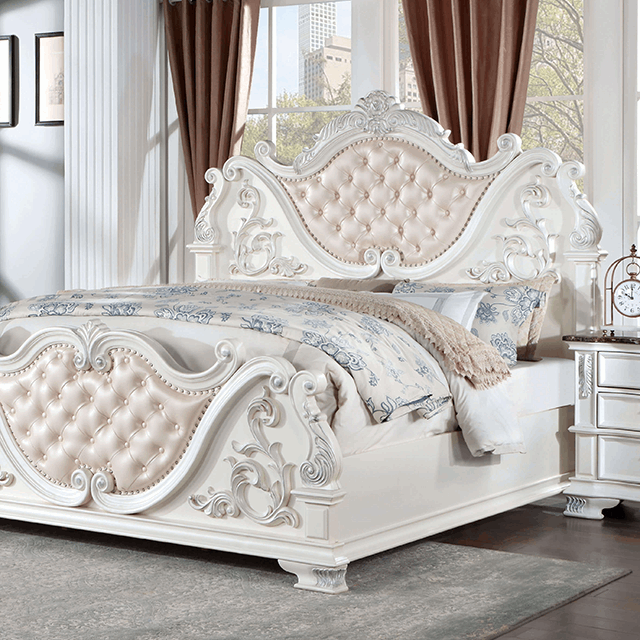 ESPARANZA Cal.King Bed, Pearl White Half Price Furniture