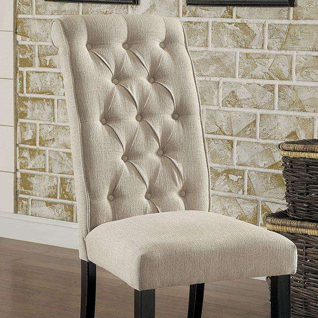Mashall Beige/Antique Black Side Chair, Ivory (2/CTN) Half Price Furniture