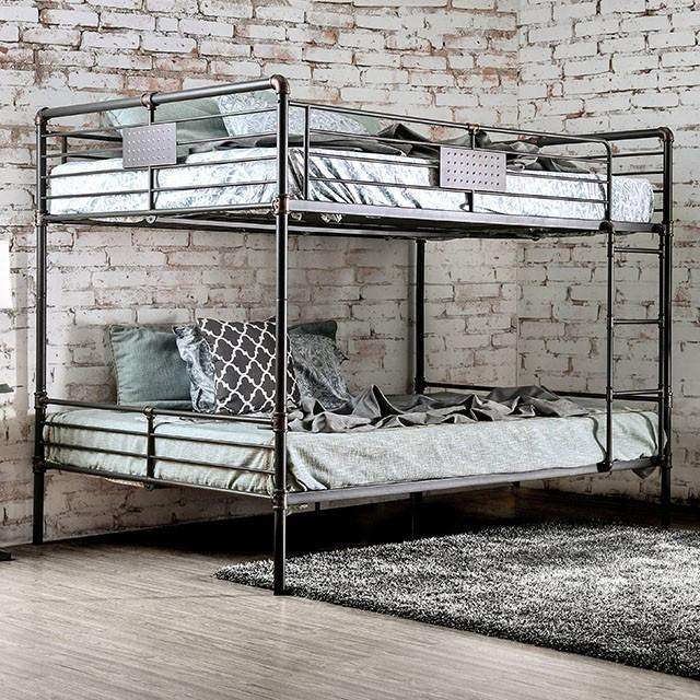 Olga I Antique Black Queen/Queen Bunk Bed Half Price Furniture