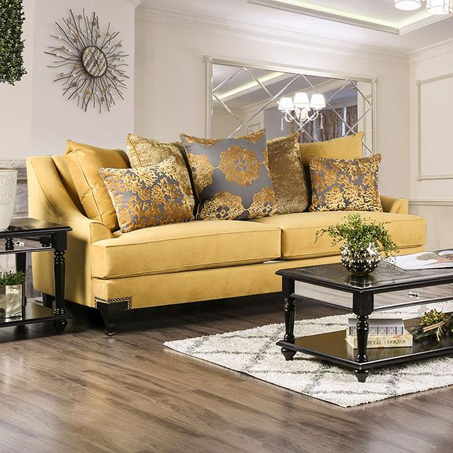 Viscontti Gold/Gray Sofa, Gold  Half Price Furniture