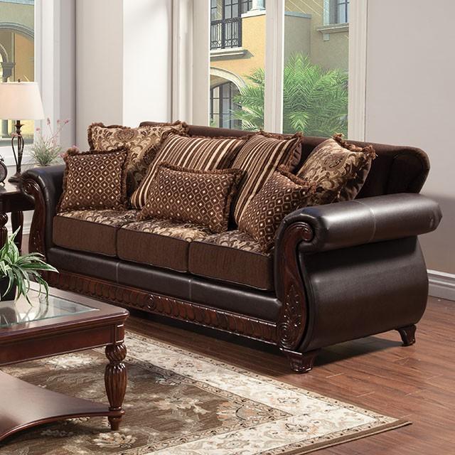 Franklin Dark Brown/Tan Sofa, Dark Brown  Half Price Furniture