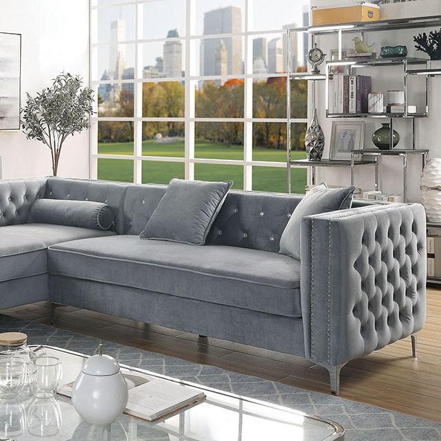 Amie Glam Gray Sectional w/Storage Amie Glam Gray Sectional w/Storage Half Price Furniture