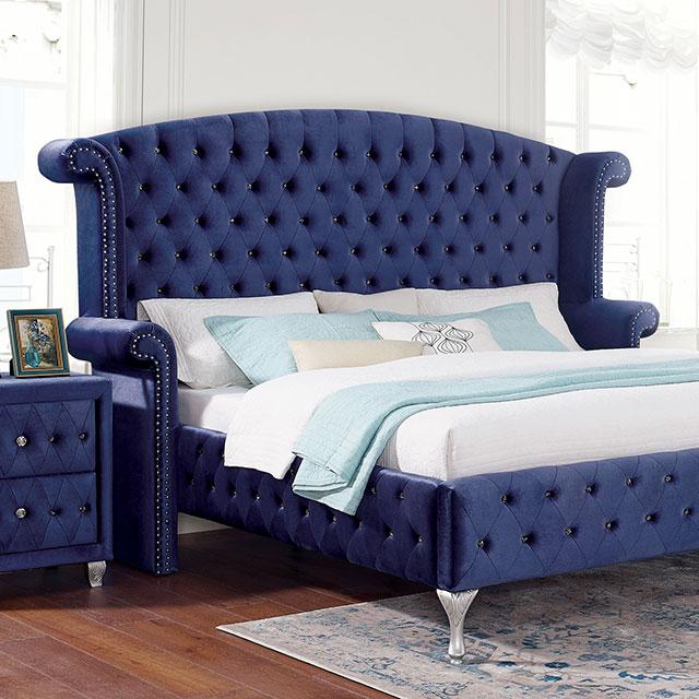 ALZIR Cal.King Bed, Blue  Half Price Furniture