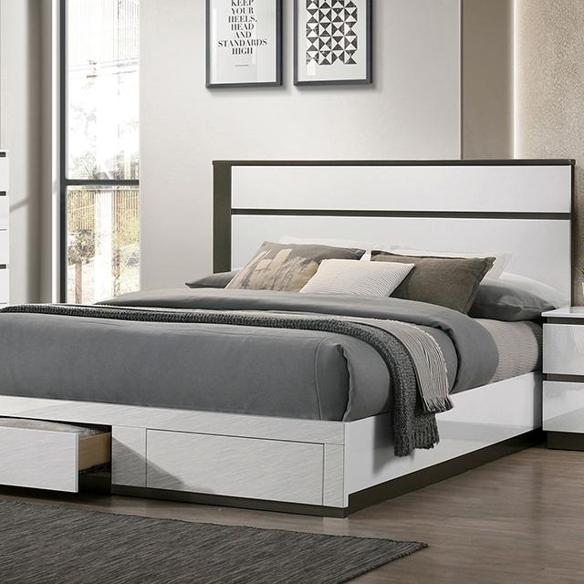 BIRSFELDEN Cal.King Bed w/ Drawers, White  Half Price Furniture