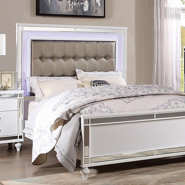 BRACHIUM Cal.King Bed, White  Half Price Furniture