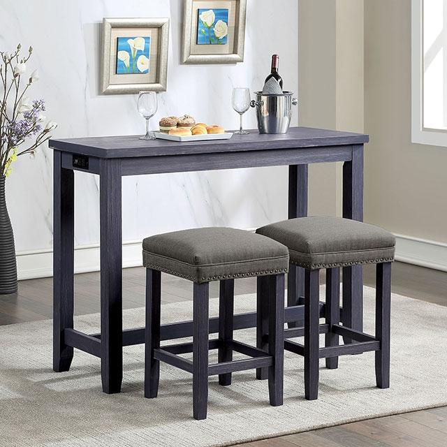 CAERLEON 3 Pc. Counter Ht. Table Set, Blue  Half Price Furniture