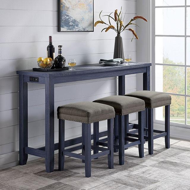 CAERLEON 4 Pc. Counter Ht. Table Set, Blue  Half Price Furniture