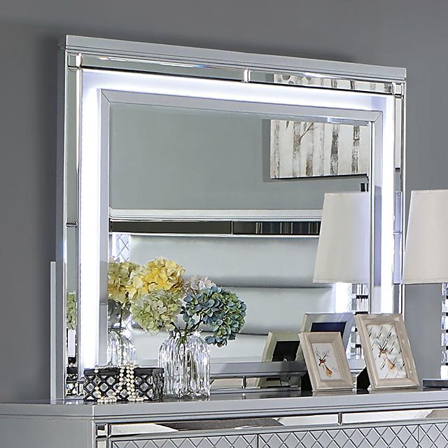CALANDRIA Mirror w/ LED, Silver  Half Price Furniture