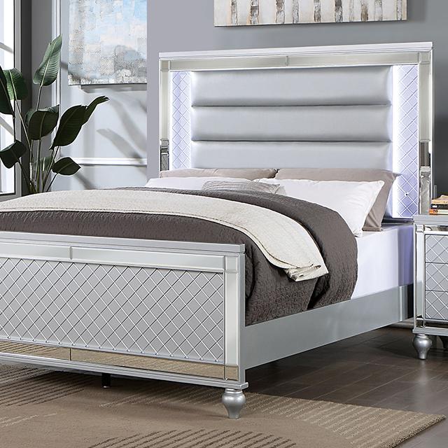CALANDRIA Cal.King Bed, Silver  Half Price Furniture