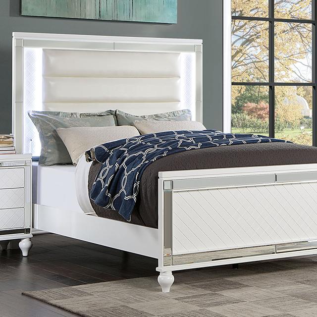 CALANDRIA Cal.King Bed, White  Half Price Furniture