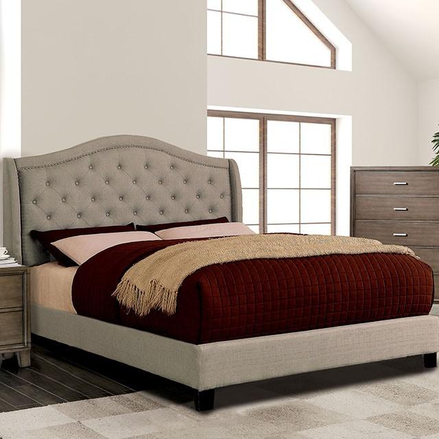 CARLY Cal.King Bed, Warm Gray  Half Price Furniture