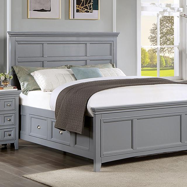 CASTLILE Cal.King Bed, Gray CASTLILE Cal.King Bed, Gray Half Price Furniture