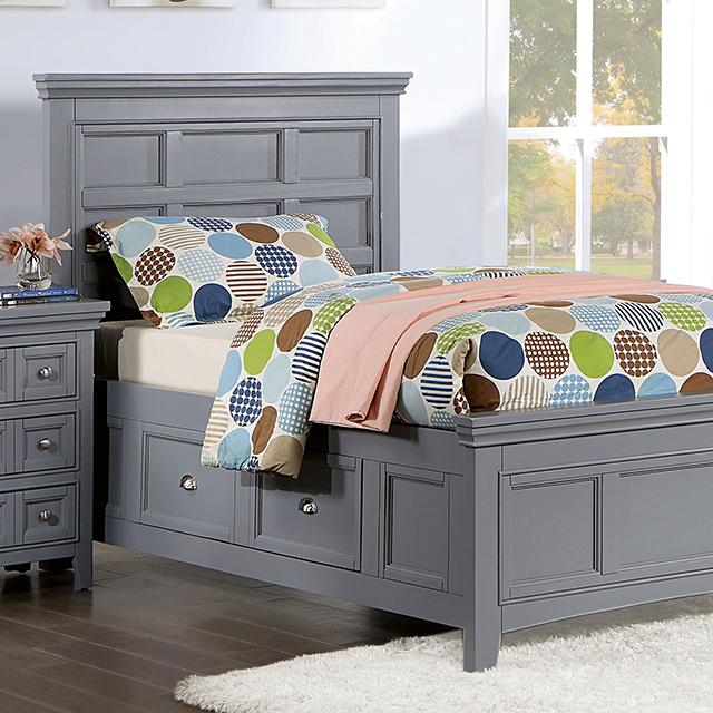 CASTLILE Twin Bed, Gray  Half Price Furniture