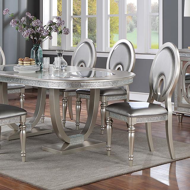 CATHALINA Oval Dining Table, Silver  Half Price Furniture