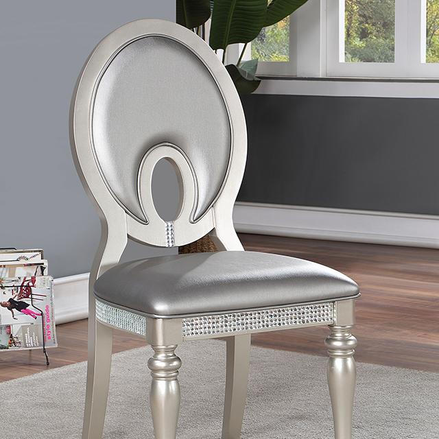 CATHALINA Side Chair (2/CTN), Silver  Half Price Furniture