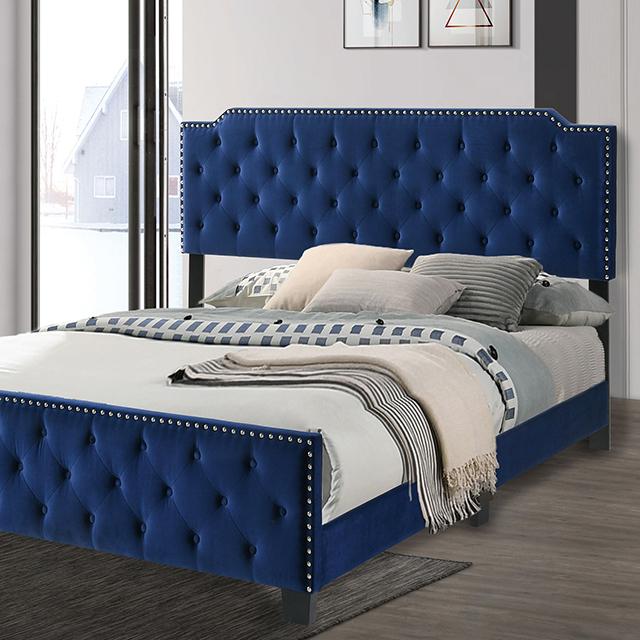 CHARLIZE Cal.King Bed, Navy CHARLIZE Cal.King Bed, Navy Half Price Furniture