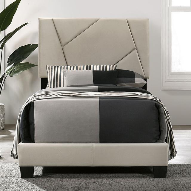 CLEOME Twin Bed, Light Gray  Half Price Furniture