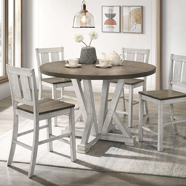 DAKOTA Counter Ht. Table, A. White/Ash Brown  Half Price Furniture