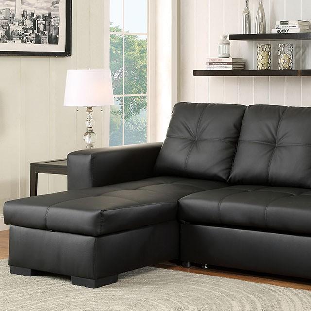 DENTON Sectional, Black  Half Price Furniture