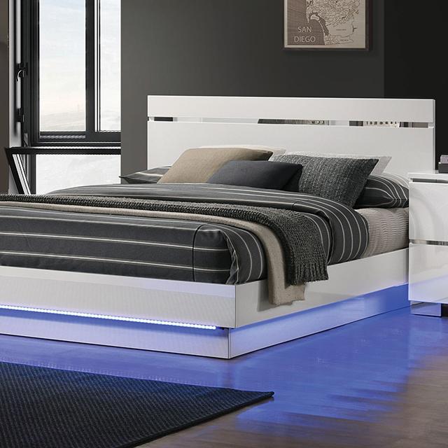 ERLACH Cal.King Bed, White/Chrome ERLACH Cal.King Bed, White/Chrome Half Price Furniture