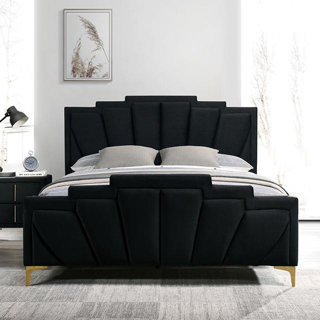 FLORIZEL Cal.King Bed, Black  Half Price Furniture
